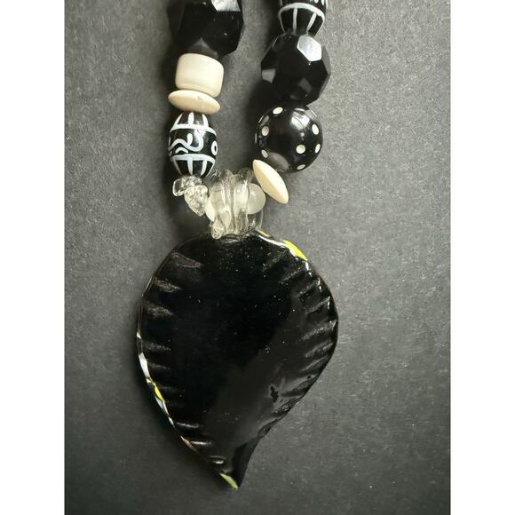 Handblown Art Glass Bead Pendant Statement Necklace Art To Wear Artisan - Picture 7 of 7